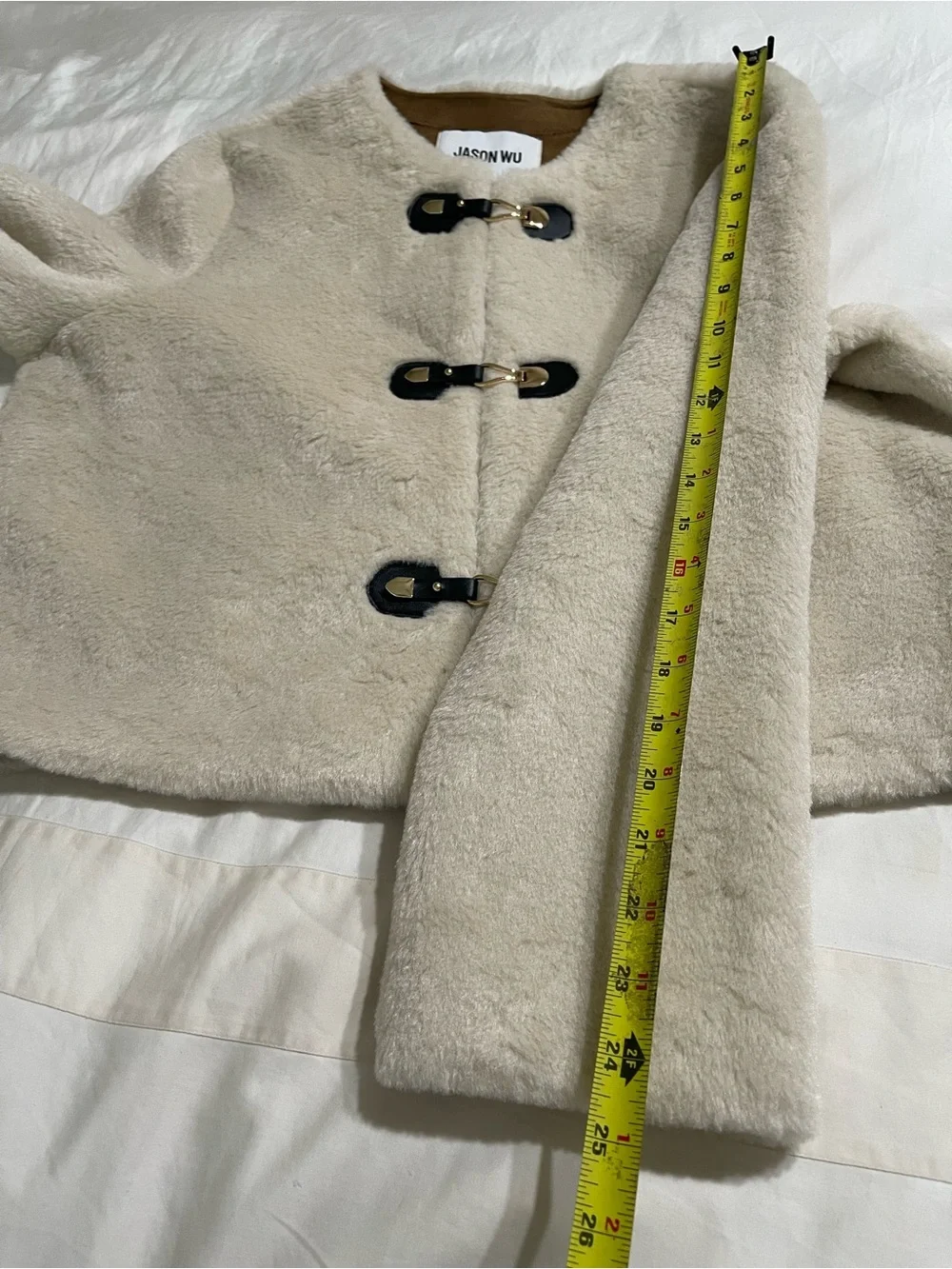 Jason Wu Cream Faux Shearling Toggle Jacket With Black Trim_5